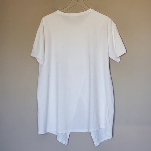 OSE Asymmetrical Open Cross-Over Front Short Sleeve Lagenlook Women's Top - Picture 3 of 6